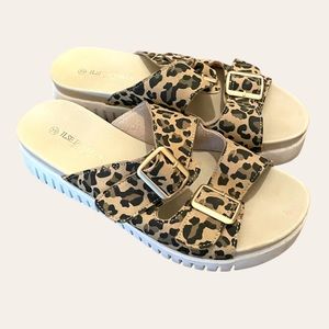 Ilse Jacobsen Cheetah Tulip Platform Sandals Size 39